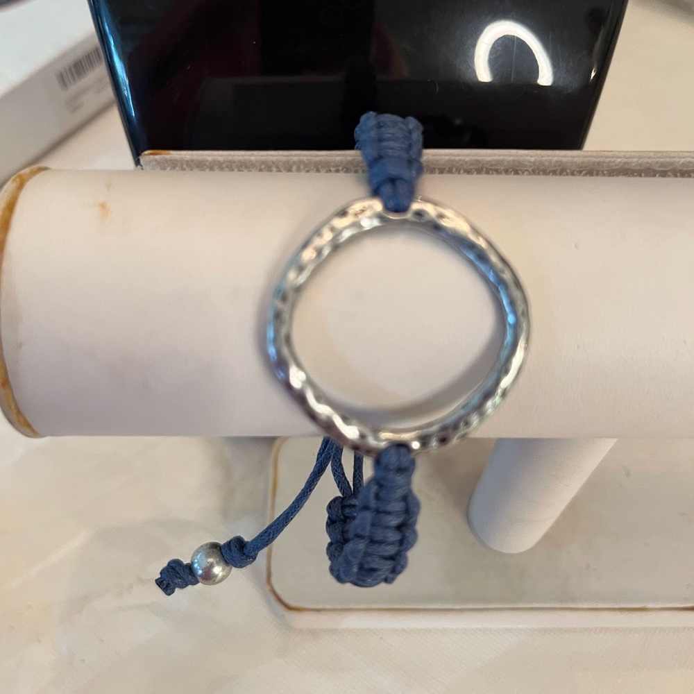 Silver hammered denim color bracelet NWT